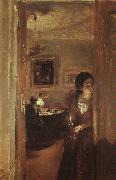 Adolph von Menzel The Artist's Sister with a Candle oil on canvas